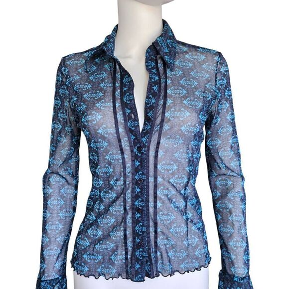 whimsigoth vintage mesh button-down - Picture 2 of 7